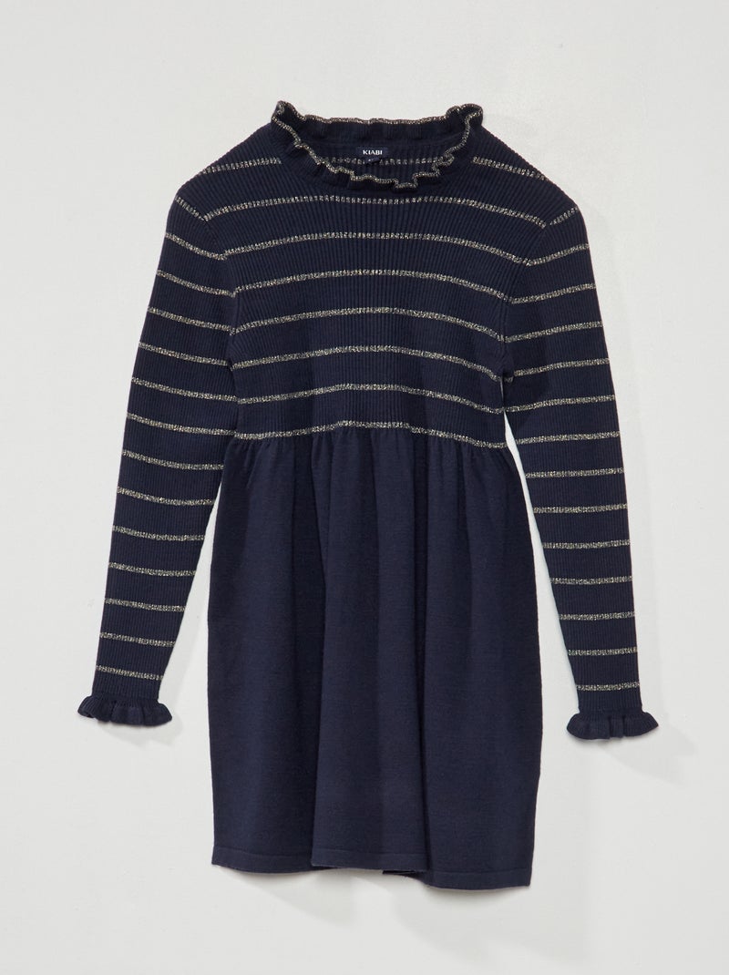Gestreepte trui-jurk BLAUW - Kiabi