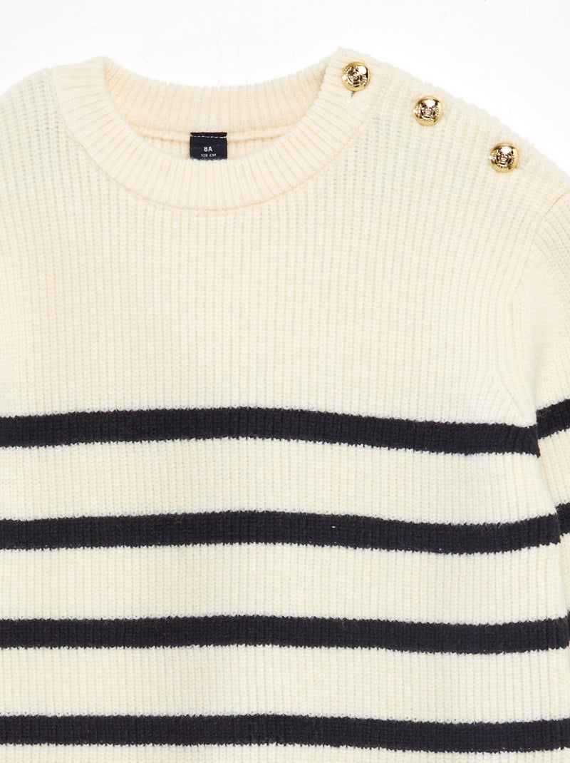 Gestreepte trui-jurk WIT - Kiabi