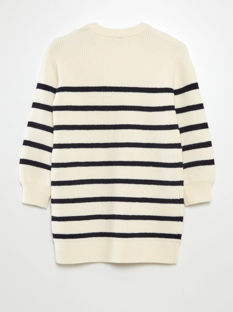 Gestreepte trui-jurk WIT - Kiabi