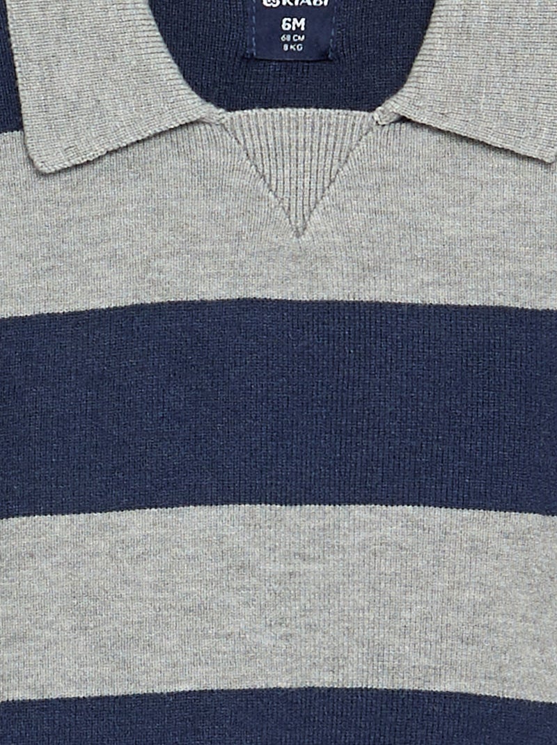 Gestreepte trui met lange mouwen en polokraag Blauw - Kiabi