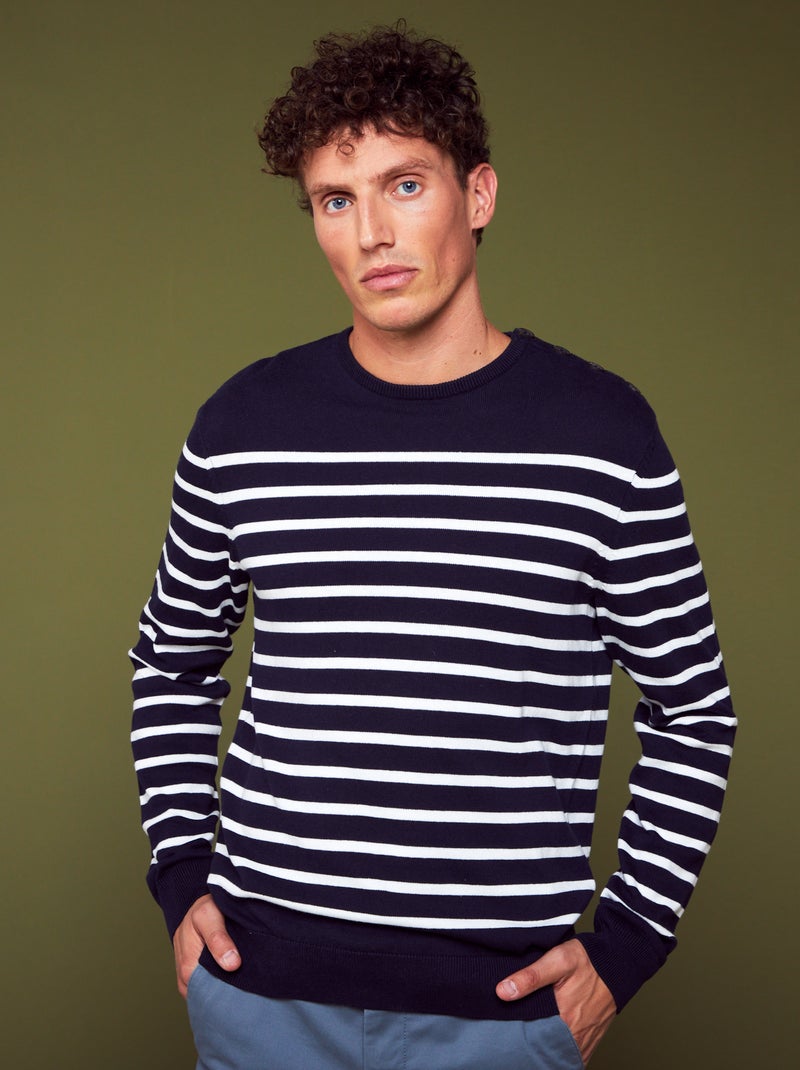 Gestreepte trui met ronde hals BLAUW - Kiabi