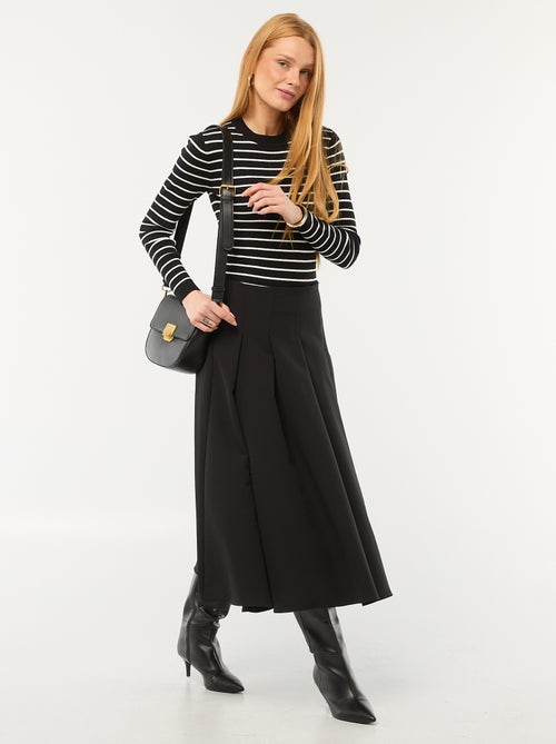 Gestreepte trui van ribstof met ronde kraag - Kiabi