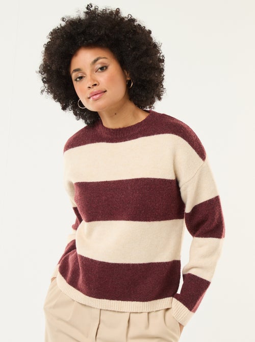 Gestreepte trui van zachte stof met ronde hals - Kiabi