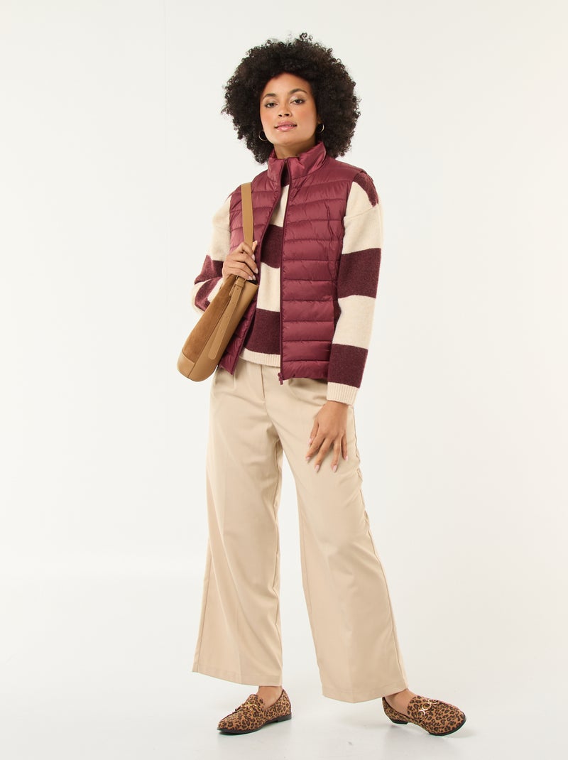 Gestreepte trui van zachte stof met ronde hals Biege - Kiabi