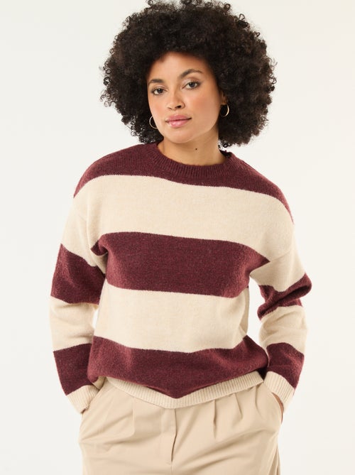 Gestreepte trui van zachte stof met ronde hals - Kiabi