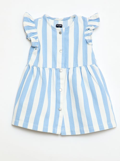 Gestreepte twill jurk met korte mouwen - Kiabi