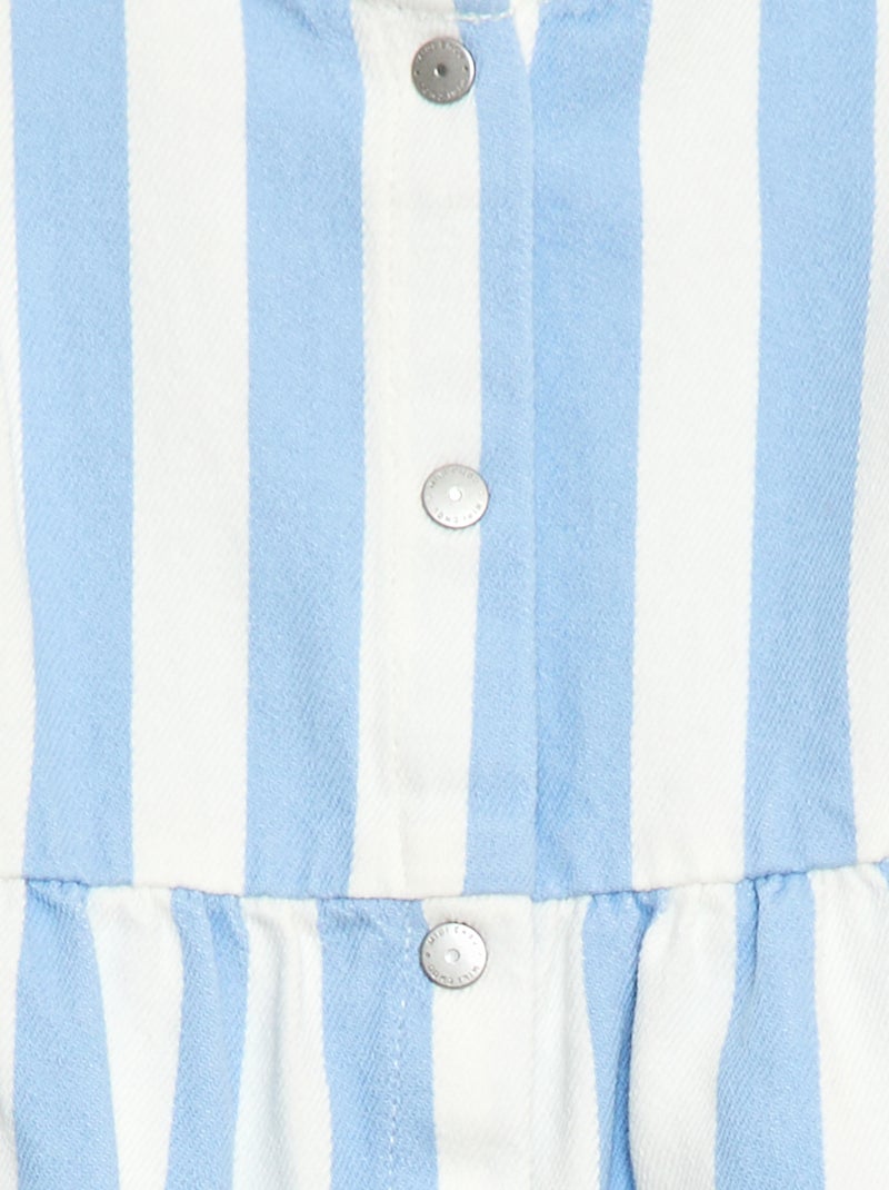Gestreepte twill jurk met korte mouwen Blauw - Kiabi