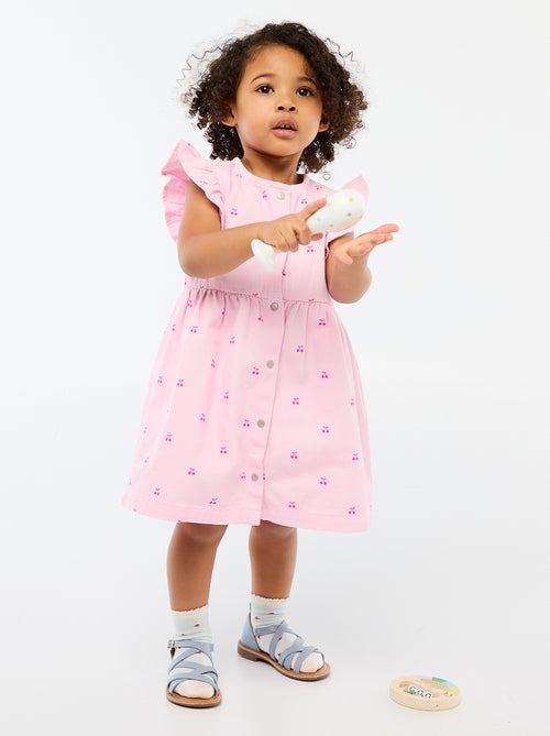 Gestreepte twill jurk met korte mouwen - Kiabi