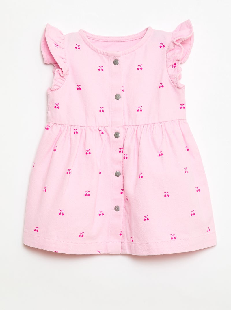 Gestreepte twill jurk met korte mouwen Rose - Kiabi