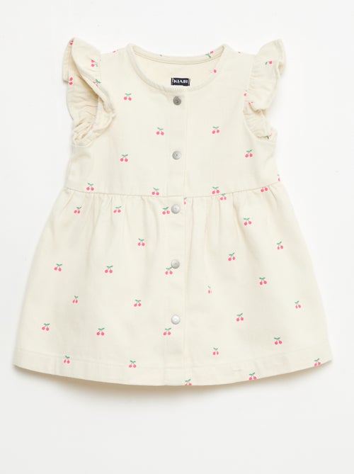 Gestreepte twill jurk met korte mouwen - Kiabi