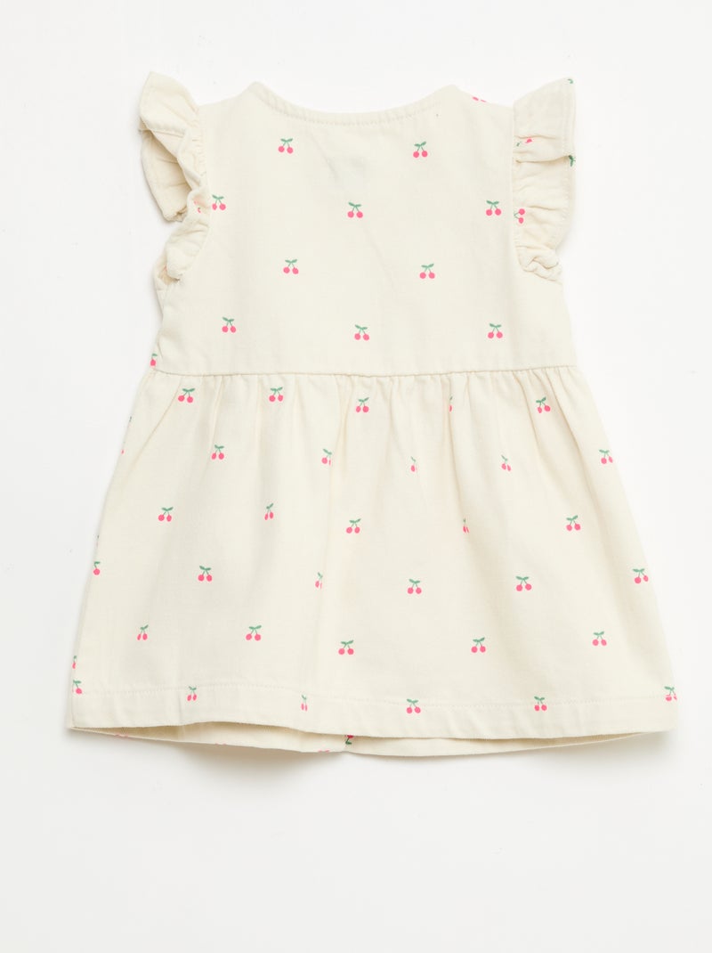 Gestreepte twill jurk met korte mouwen Wit - Kiabi