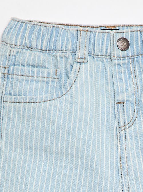Gestreepte verstelbare denim broek van katoen - Kiabi