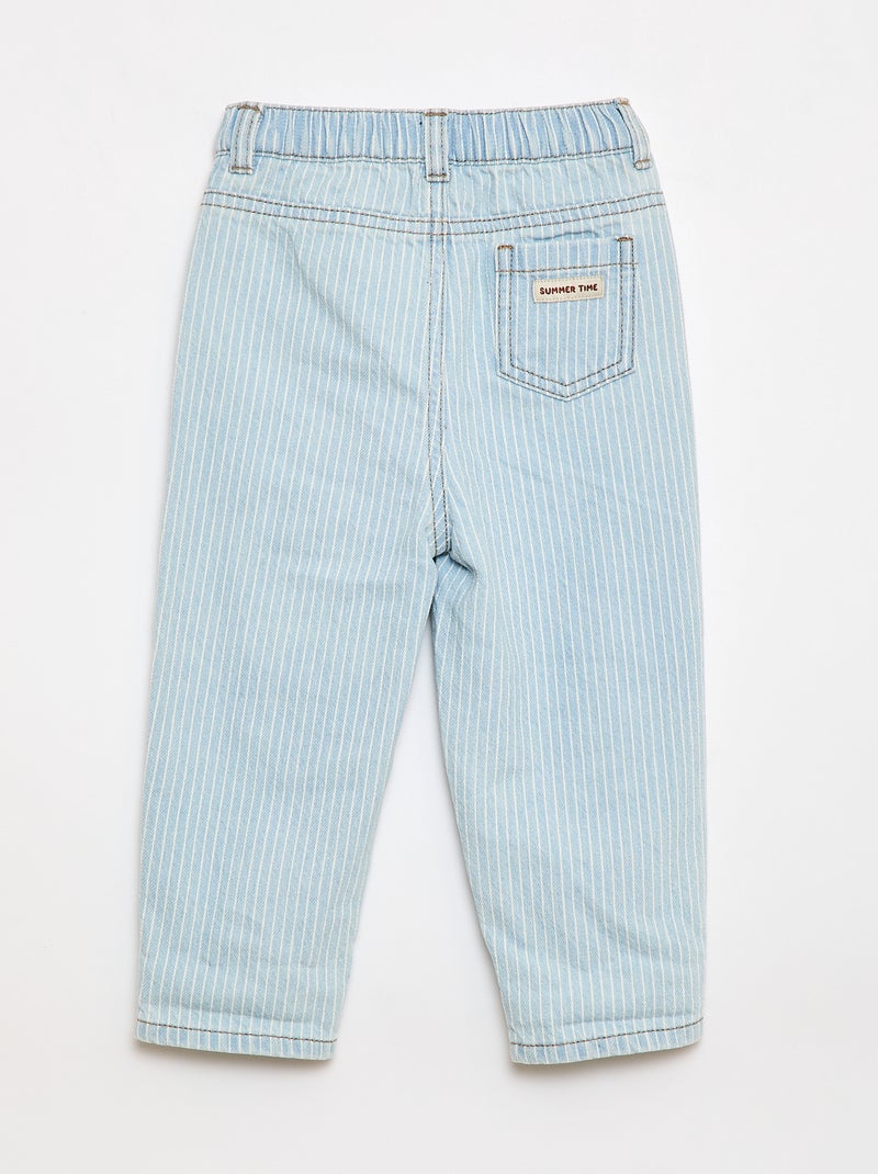 Gestreepte verstelbare denim broek van katoen Blauw - Kiabi