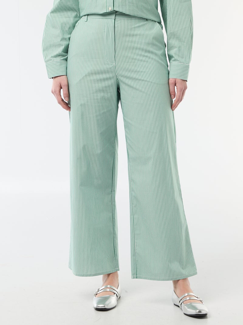 Gestreepte wijde broek Groen - Kiabi