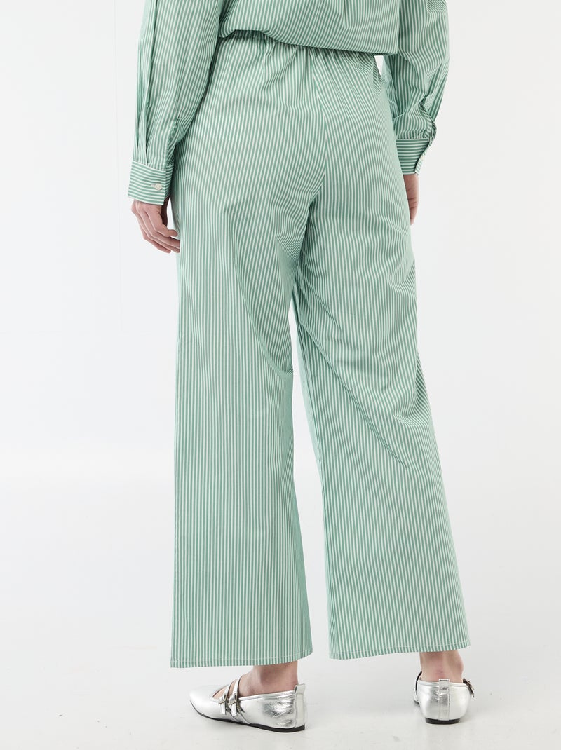 Gestreepte wijde broek Groen - Kiabi