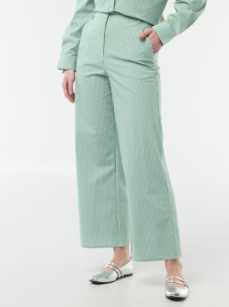 Gestreepte wijde broek Groen - Kiabi