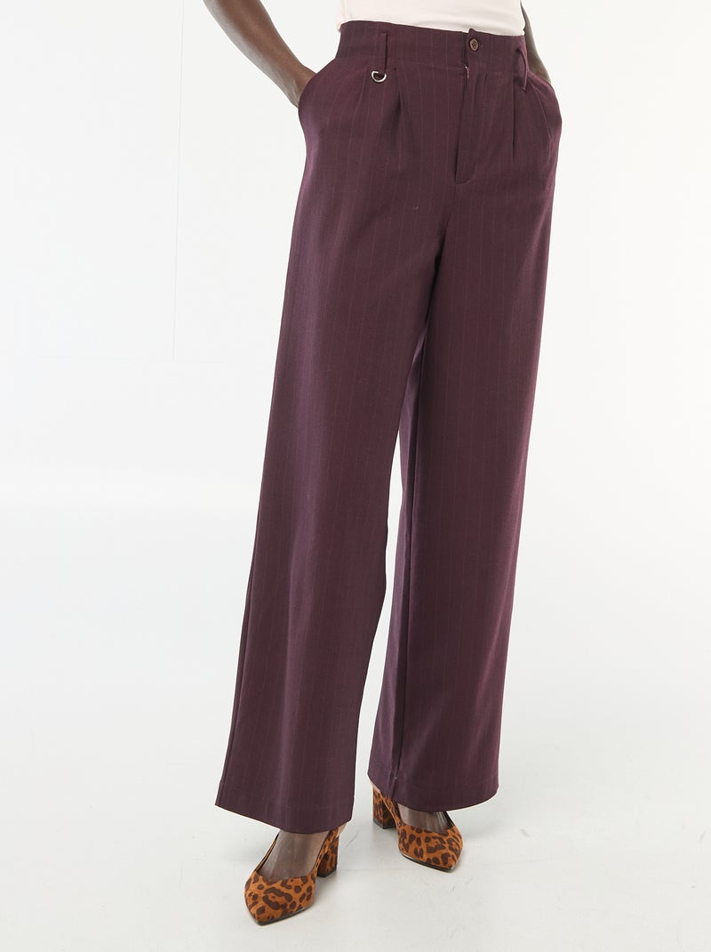 Gestreepte wijde broek Rood - Kiabi