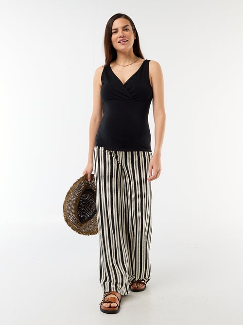 Gestreepte zwangerschapsbroek van tricot - Kiabi