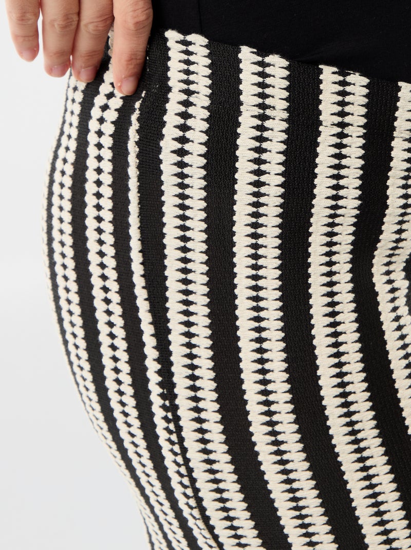Gestreepte zwangerschapsbroek van tricot Biege - Kiabi