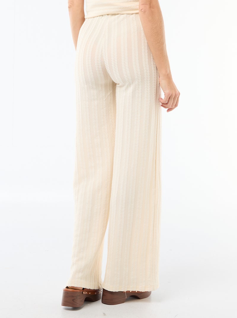 Gestreepte zwangerschapsbroek van tricot Wit - Kiabi