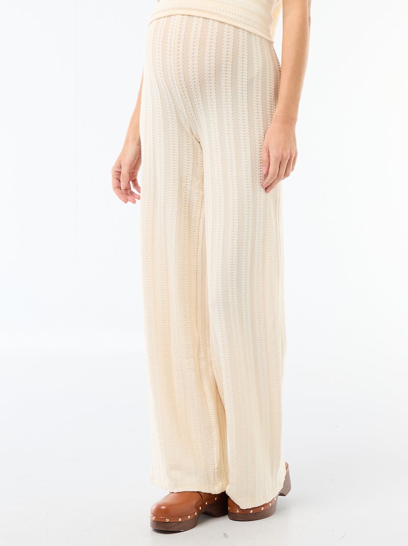 Gestreepte zwangerschapsbroek van tricot Wit - Kiabi