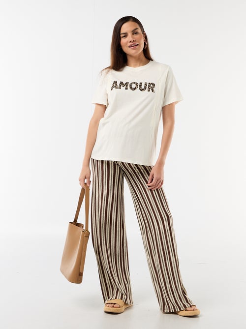 Gestreepte zwangerschapsbroek van tricot - Kiabi