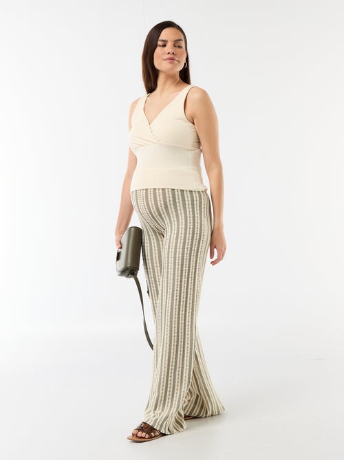 Gestreepte zwangerschapsbroek van tricot - Kiabi