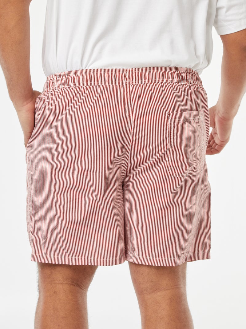 Gestreepte zwemshort in seersucker ROOD - Kiabi