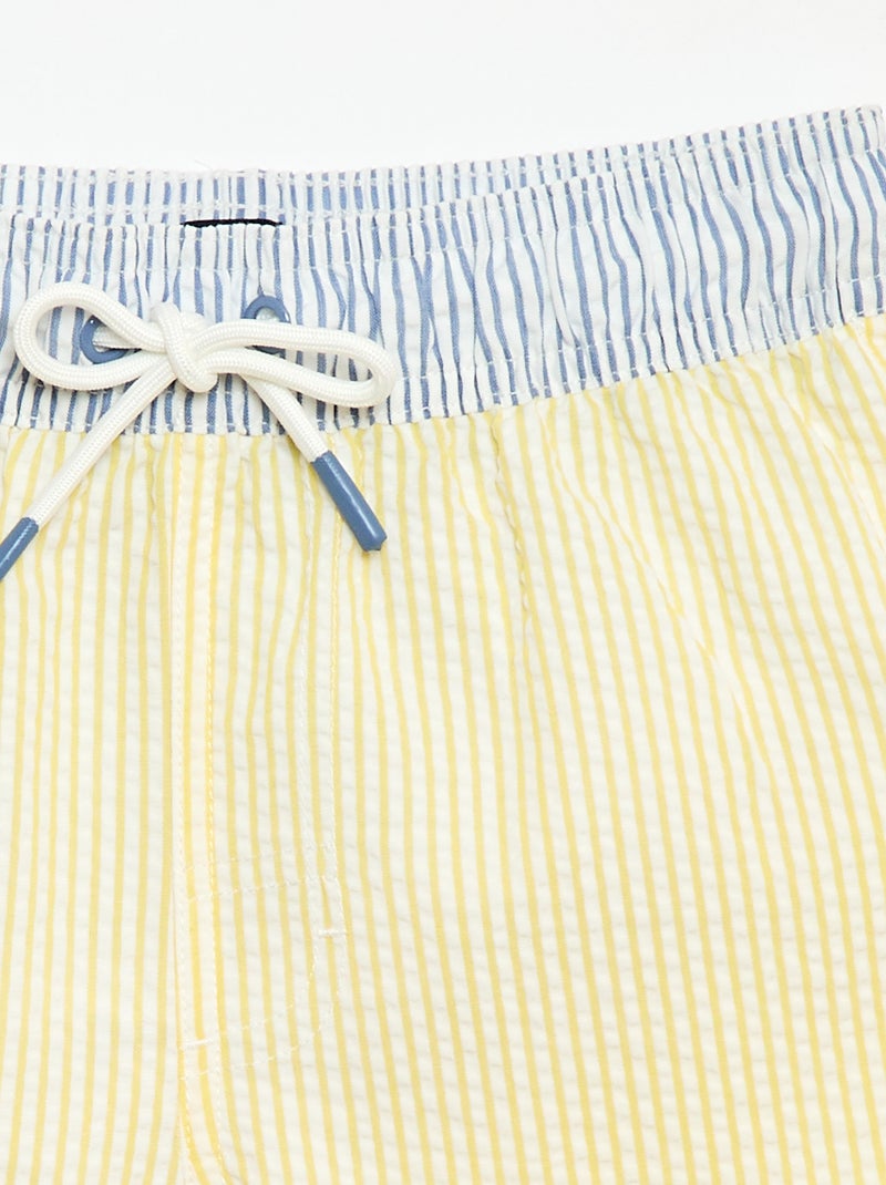 Gestreepte zwemshort met trekkoordjes Geel - Kiabi