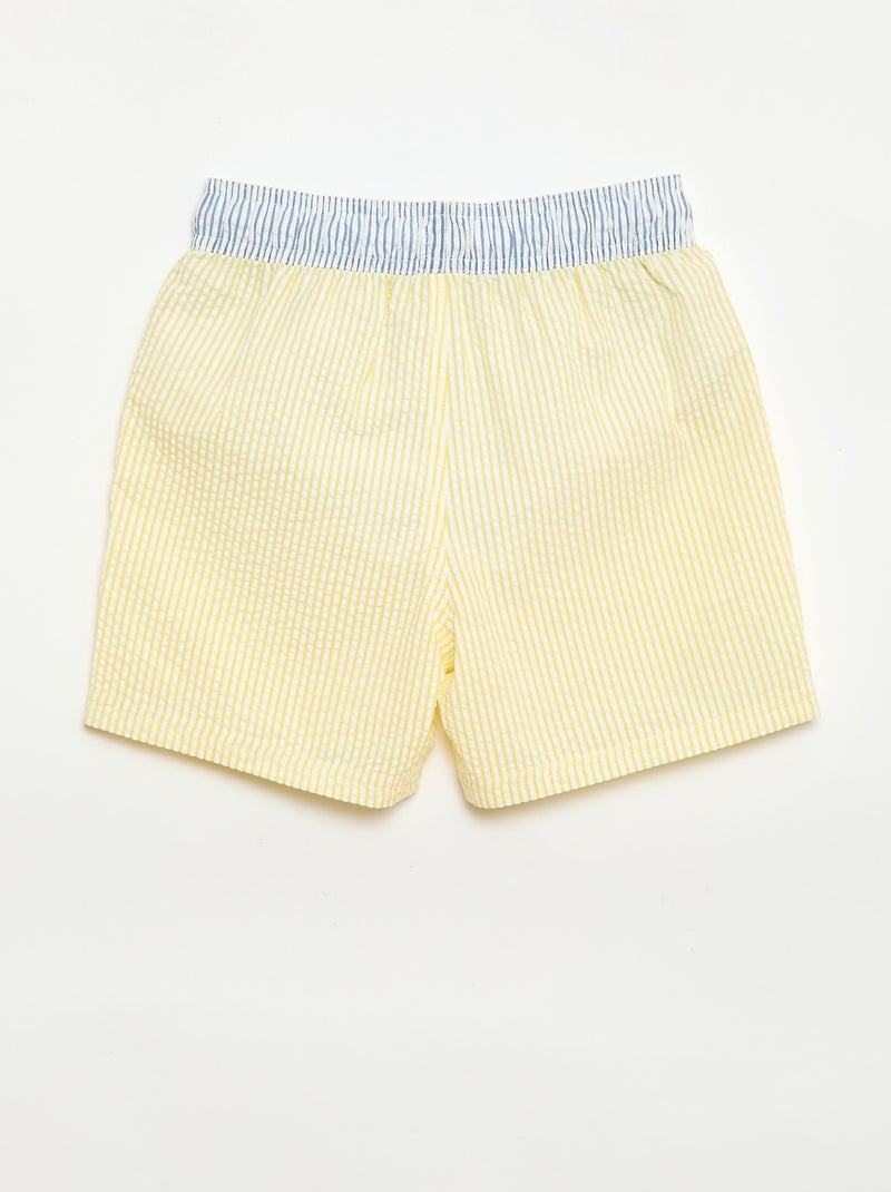 Gestreepte zwemshort met trekkoordjes Geel - Kiabi