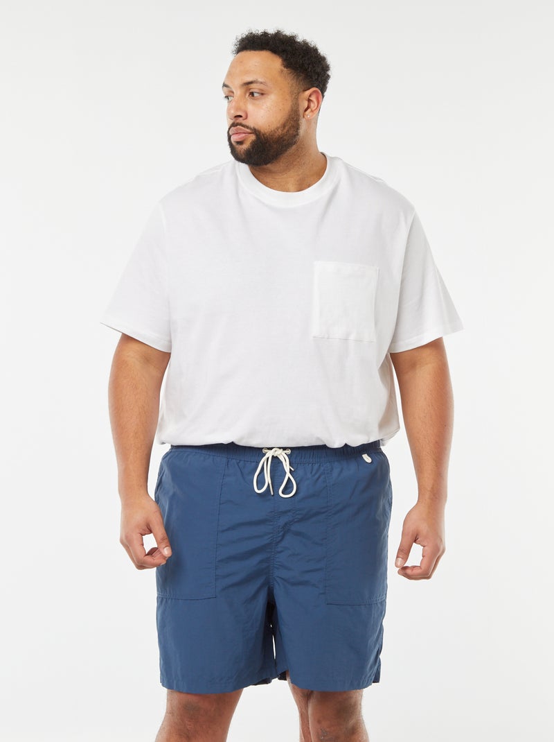 Gestreepte zwemshort met zakken BLAUW - Kiabi