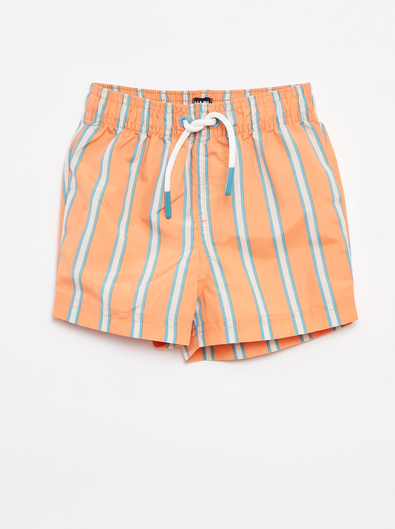 Gestreepte zwemshort ORANJE - Kiabi