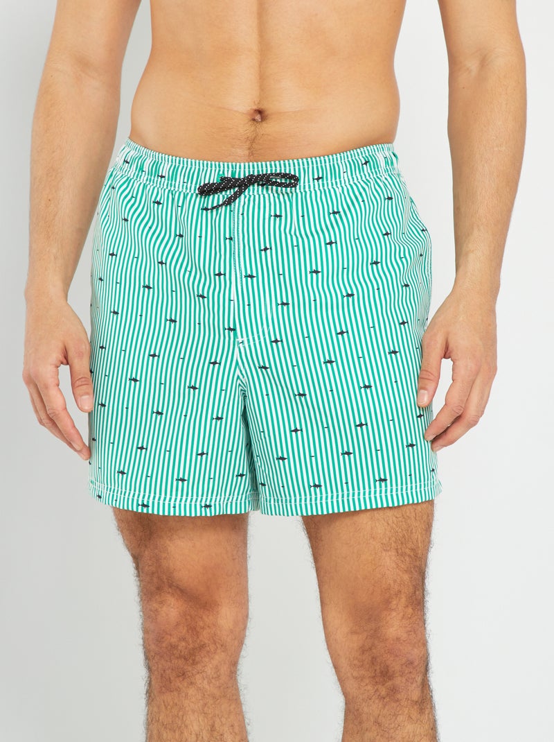 Gestreepte zwemshort ZWART - Kiabi