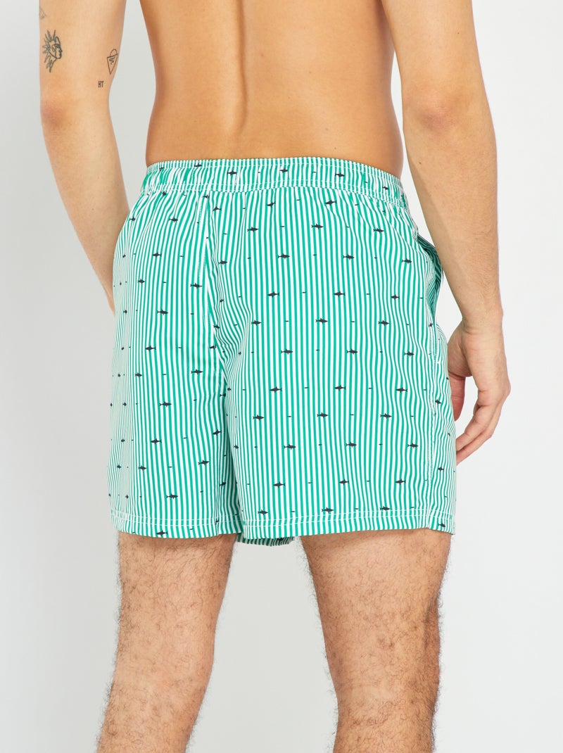 Gestreepte zwemshort ZWART - Kiabi