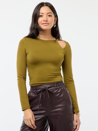 Getailleerd T-shirt met goudkleurig detail