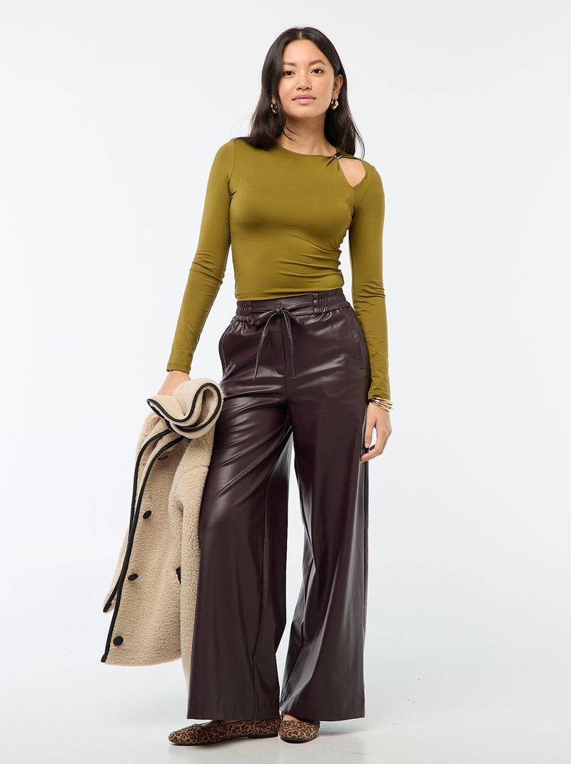 Getailleerd T-shirt met goudkleurig detail Groen - Kiabi