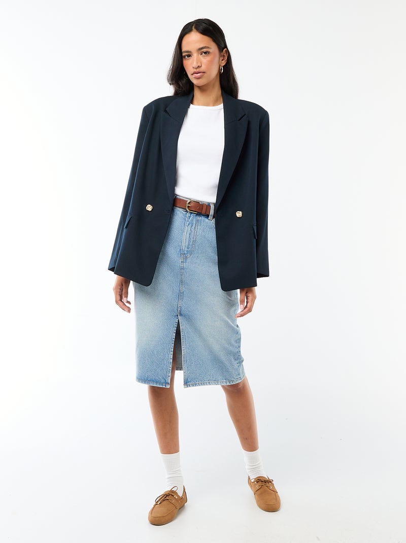 Getailleerde blazer met dubbele knoopsluiting Blauw - Kiabi