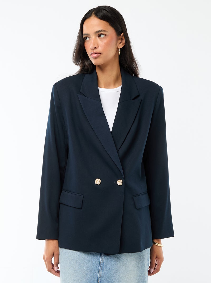 Getailleerde blazer met dubbele knoopsluiting Blauw - Kiabi