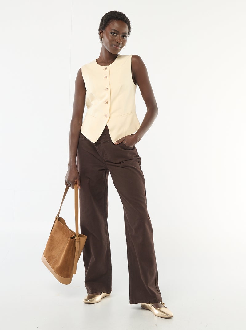 Getailleerde blazer met goudkleurige knopen Biege - Kiabi