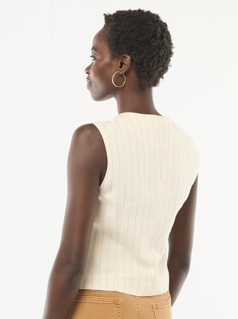 Getailleerde blazer met goudkleurige knopen Biege - Kiabi