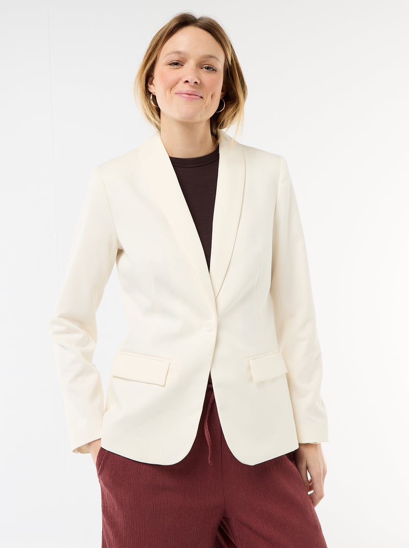 Getailleerde blazer met sjaalkraag Wit - Kiabi