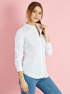 Getailleerde blouse van stretch katoen - Kiabi