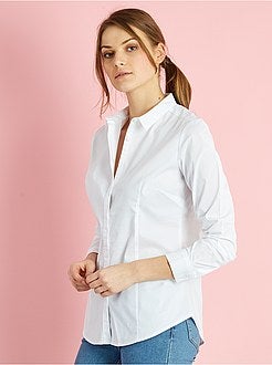 Getailleerde blouse van stretch katoen - Kiabi