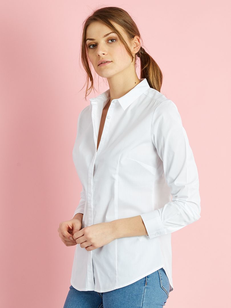 Je zal beter worden Triatleet antenne Getailleerde blouse van stretch katoen - wit - Kiabi - 9.00€