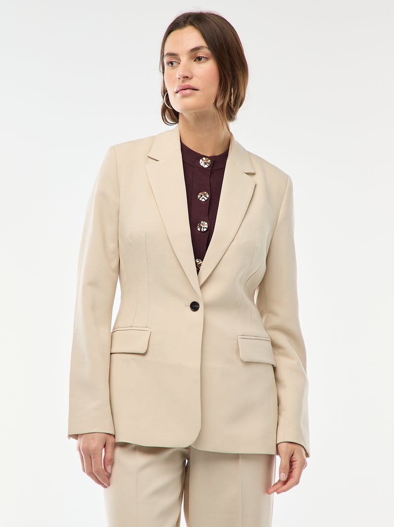 Getailleerde, effen blazer Biege - Kiabi