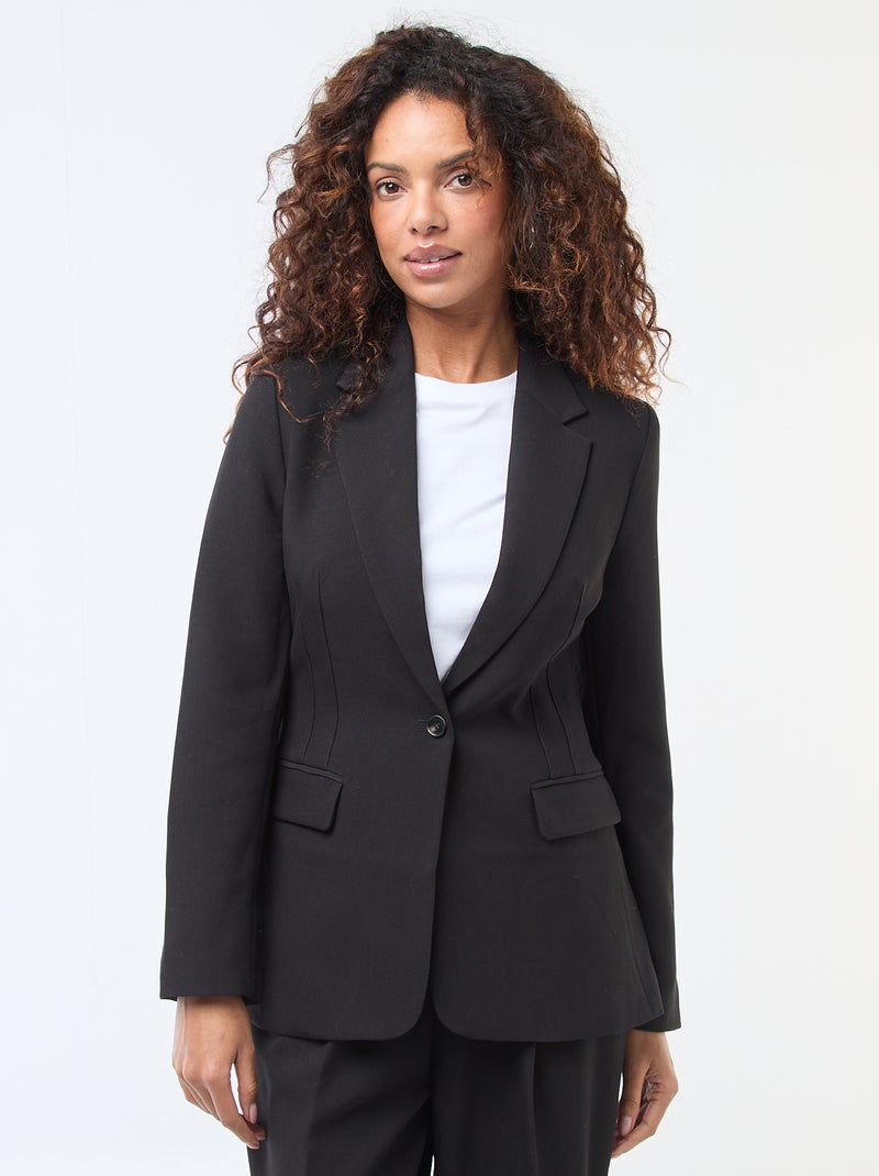 Getailleerde, effen blazer zwart - Kiabi