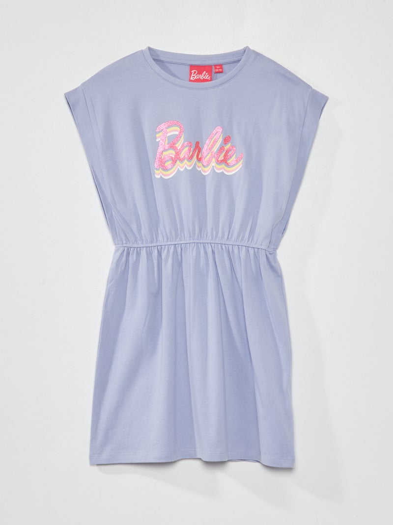 Getailleerde jurk met Barbieprint PAARS - Kiabi