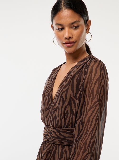 Getailleerde jurk van kreukeltricot - Kiabi