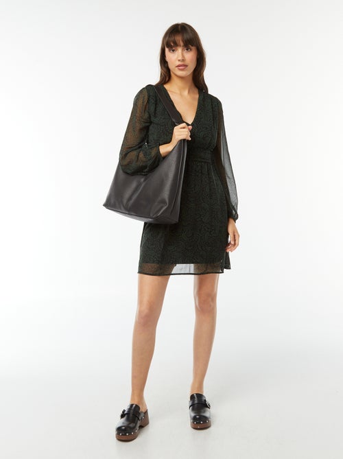 Getailleerde jurk van kreukeltricot - Kiabi