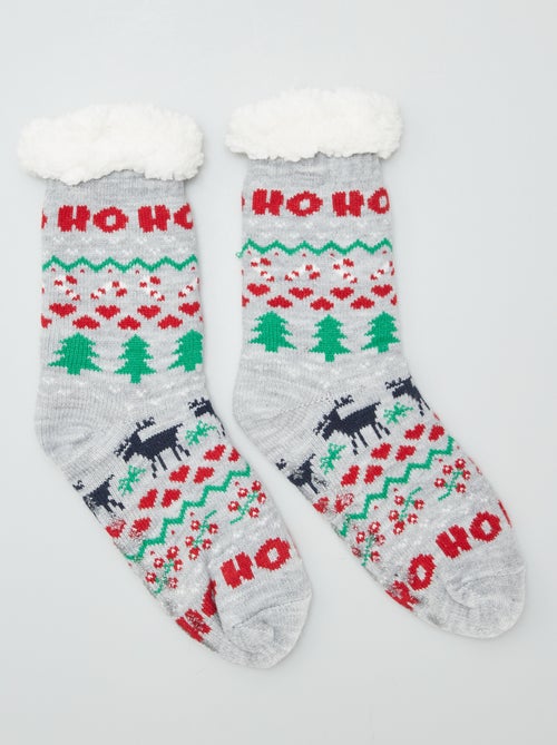 Gevoerde antislipsokken met kerstmotief - Kiabi
